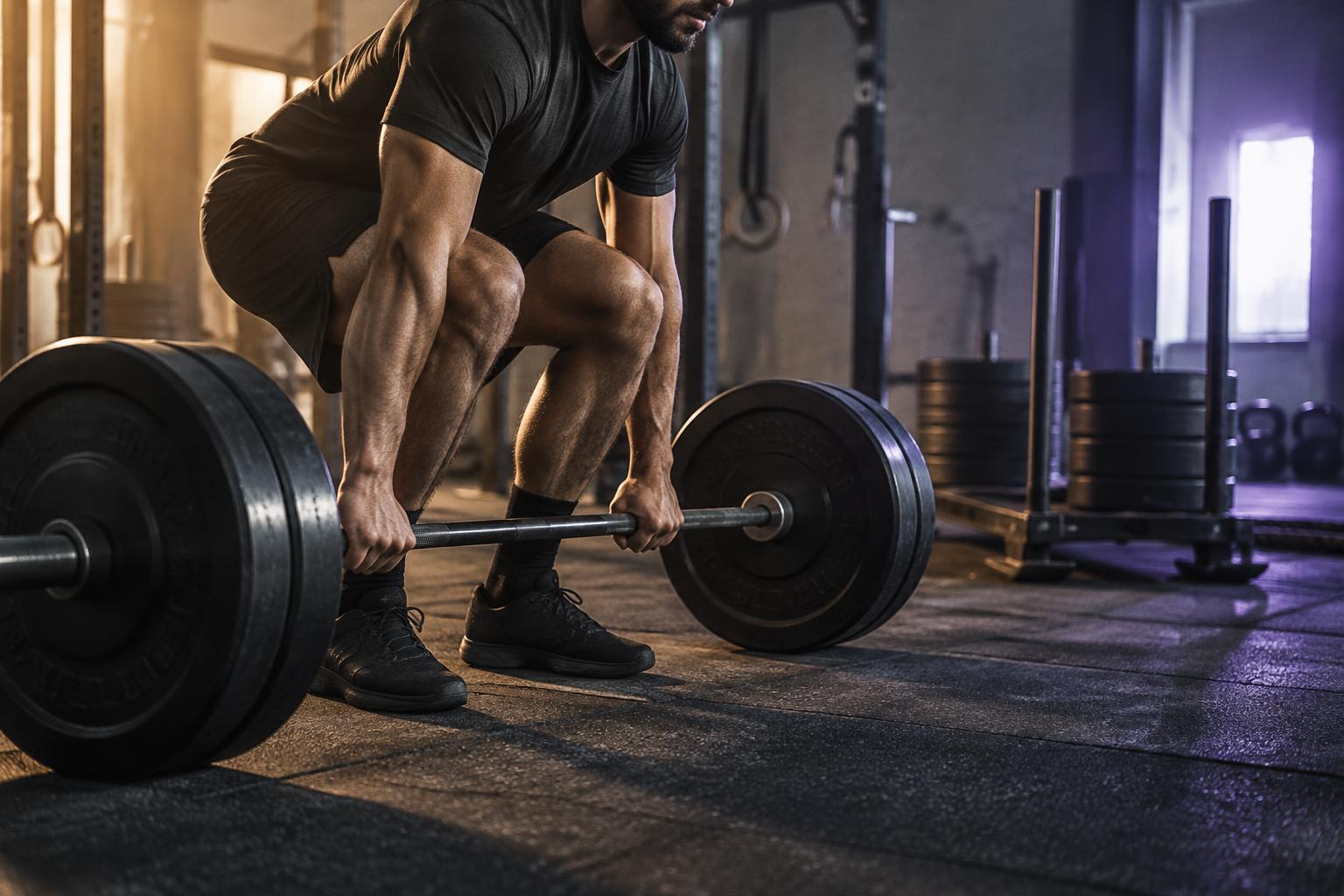 An athlete preparing a barbell lift, illustrative fitness imagery